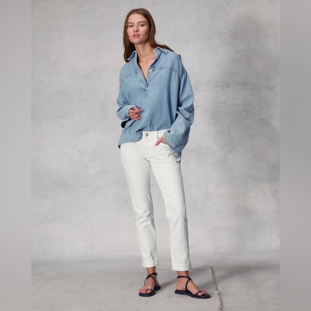 Rag & Bone Dre Slim Boyfriend Jeans in Optic White Size 24